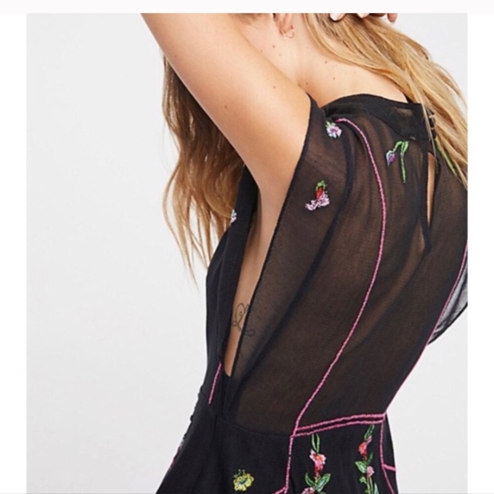 FREE PEOPLE Cotton Mesh Riviera Dress in Black - Picture 2 of 5